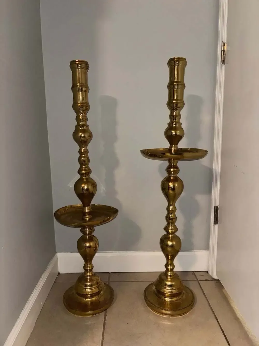 BRASS CANDLE HOLDERS Tall Moroccan Candle Holder pillar candelabra end table